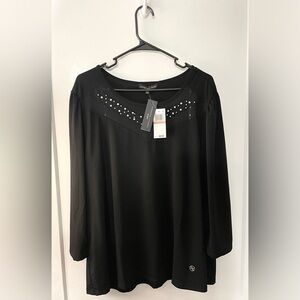 ADRIENNE VITTADINI | Black Long Sleeve Top with Rhinestone Detailing (NWT!) 💘✨
